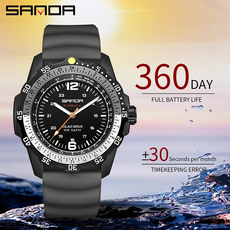 Solar Powered Watch - ساعة SANDA الفاخرة الجديدة للرجال تعمل