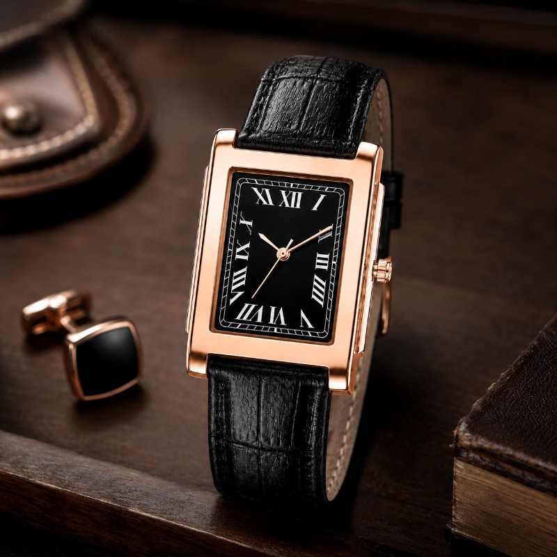 Watches Not Smartwatch - ساعة رجالية كلاسيكية للأعمال بتصميم مربع
