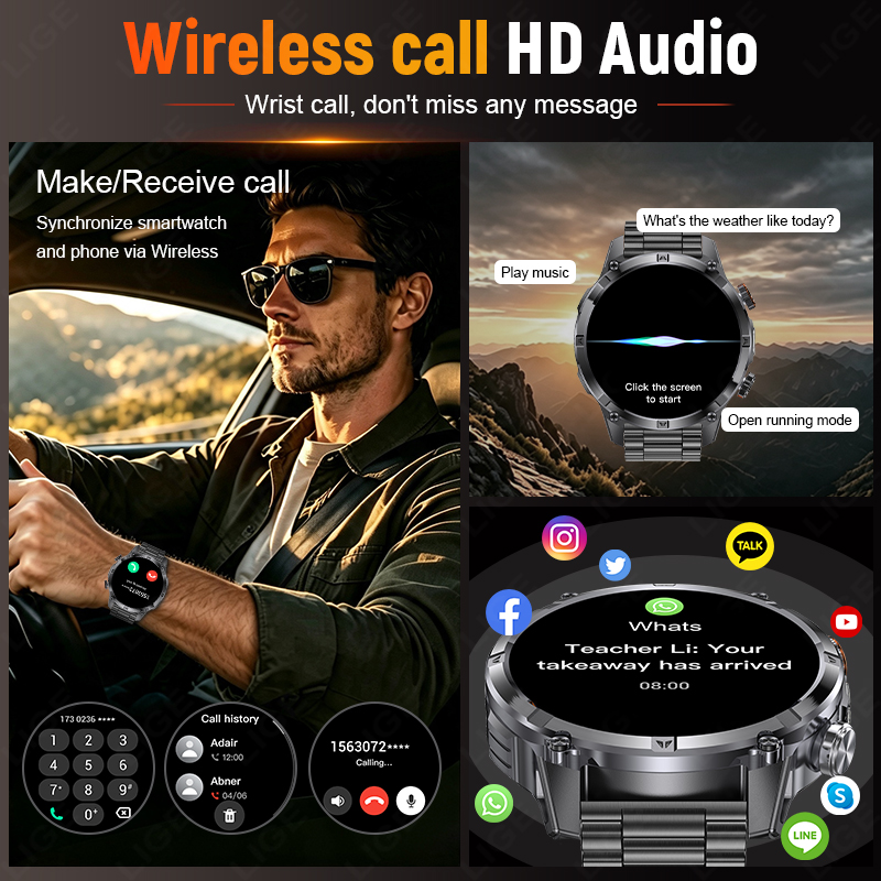 ساعة ذكية رجالية متينة للاستخد - مراجعة Smartwatch Running Watches For Men وسعره