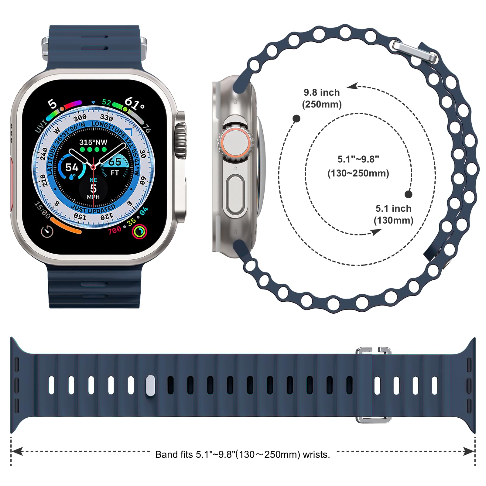 حزام محيط للساعة ، سوار رياضي  - مراجعة Smartwatch Apple Watches For Men وسعره