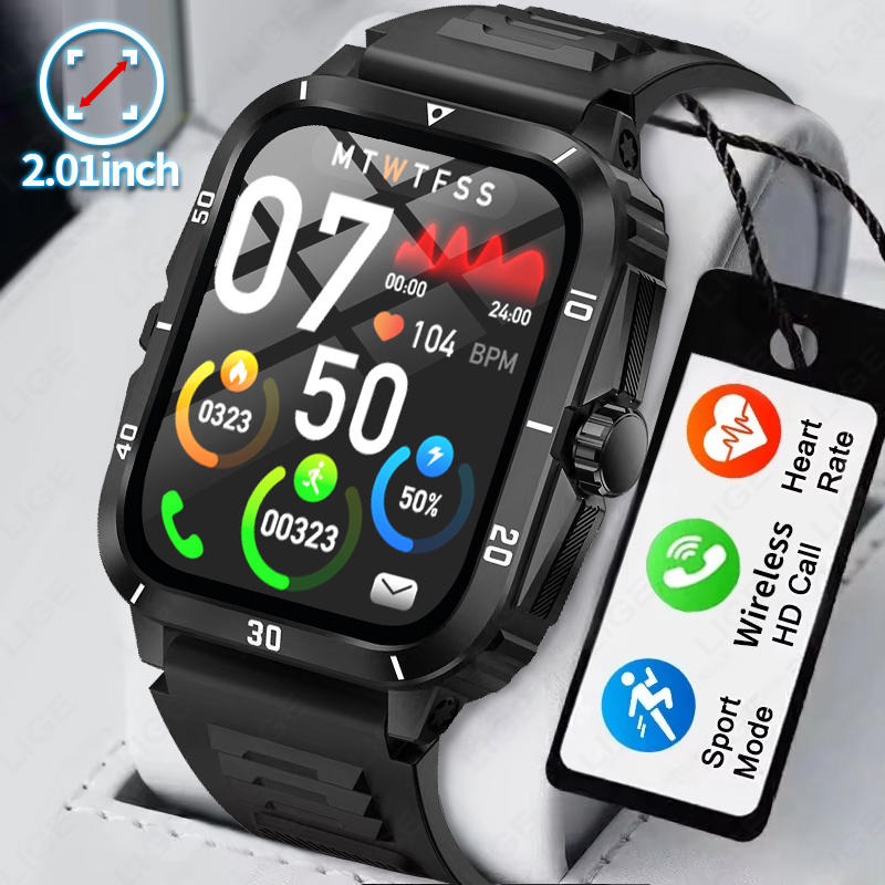 2.01 شاشة ساعة ذكية بلوتوث دعو - مراجعة Smartwatch Latest Watches For Men وسعره