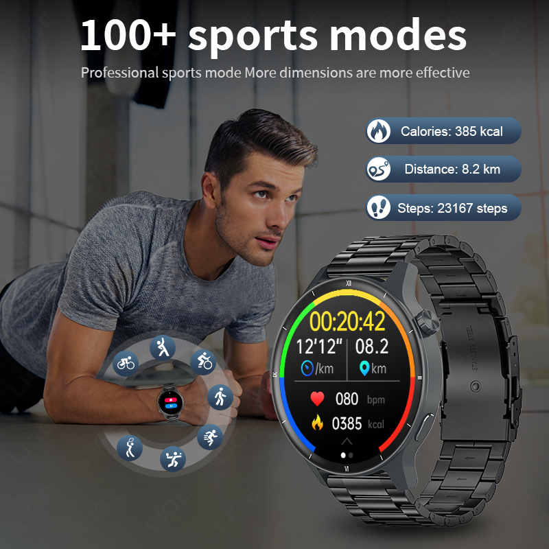 LIGE ثلاثية الأبعاد ديناميكية  - مراجعة Smartwatch Latest Watches For Men وسعره