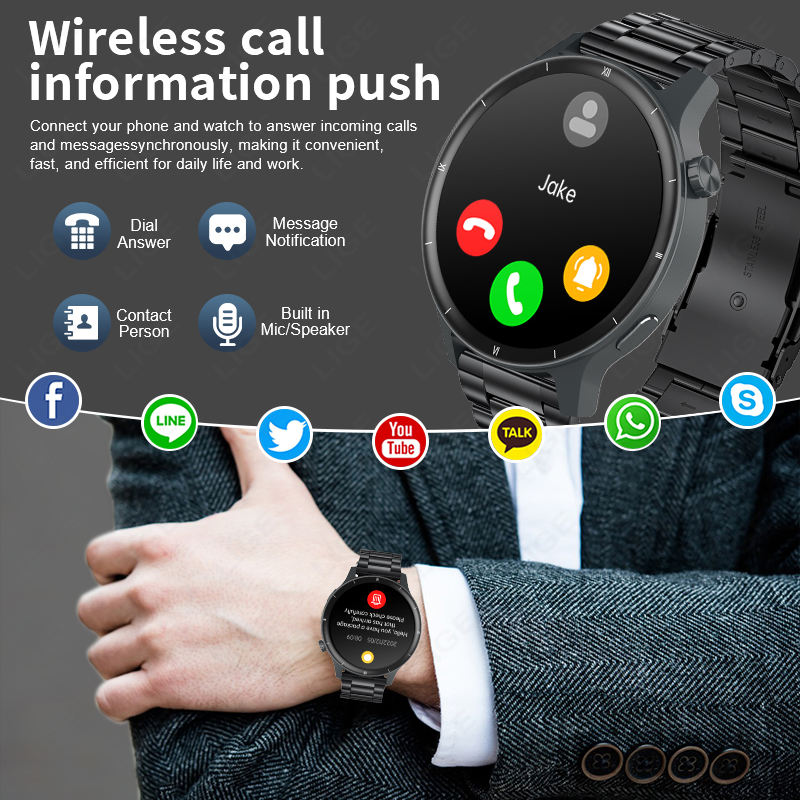 LIGE ثلاثية الأبعاد ديناميكية  - مراجعة Smartwatch Latest Watches For Men وسعره