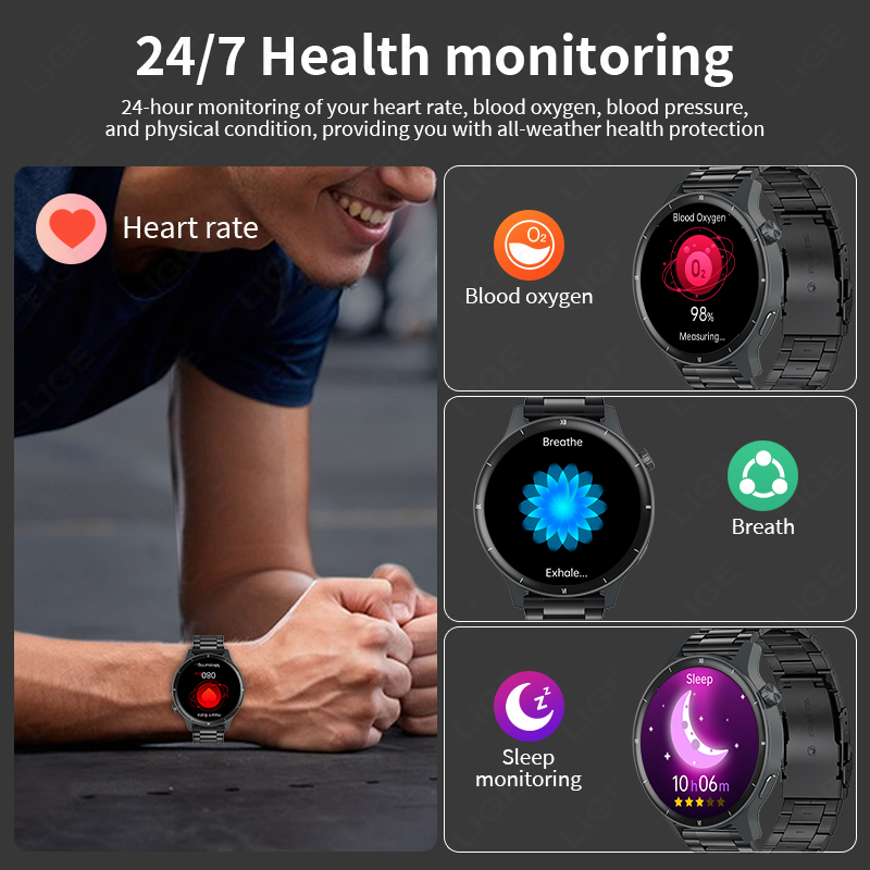 LIGE ثلاثية الأبعاد ديناميكية  - مراجعة Smartwatch Latest Watches For Men وسعره