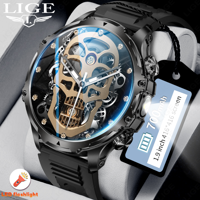 LIGE 700mah بطارية كبيرة مصباح - مراجعة Smartwatch Latest Watches For Men وسعره