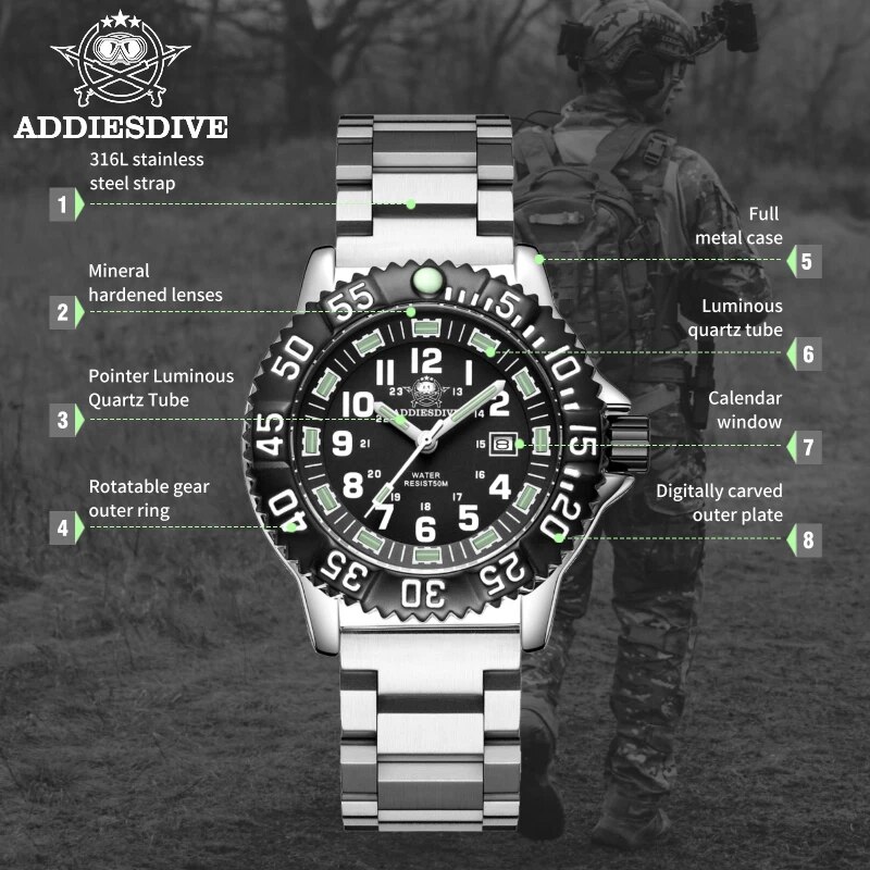 ساعة Dadies للغوص للرجال عرض غ - مراجعة Solar Powered Watch وسعره