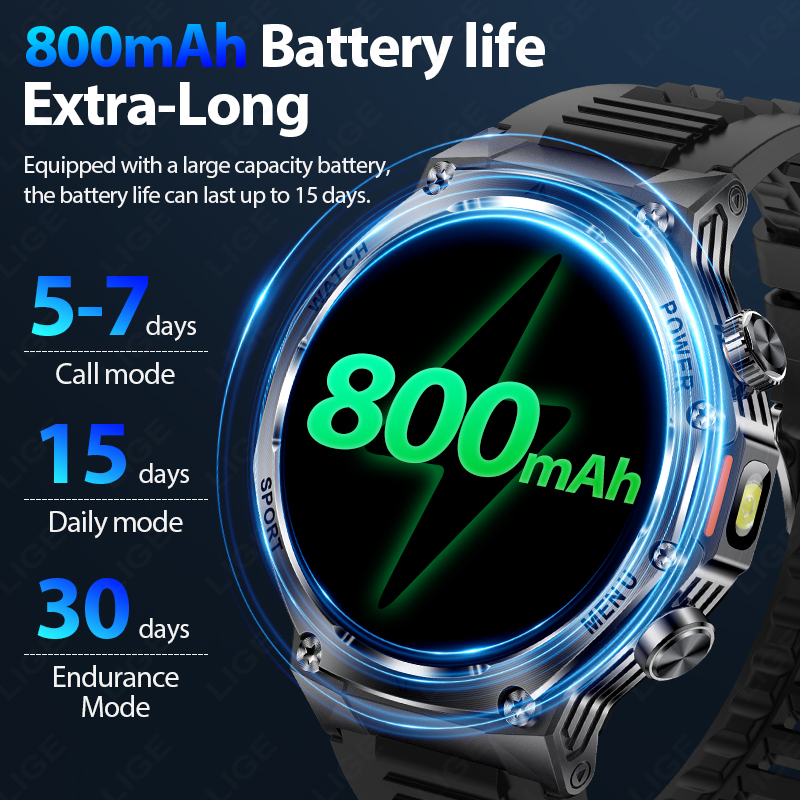 LIGE جديد الرجال 800mAh الترا  - مراجعة Smartwatch Latest Watches For Men وسعره